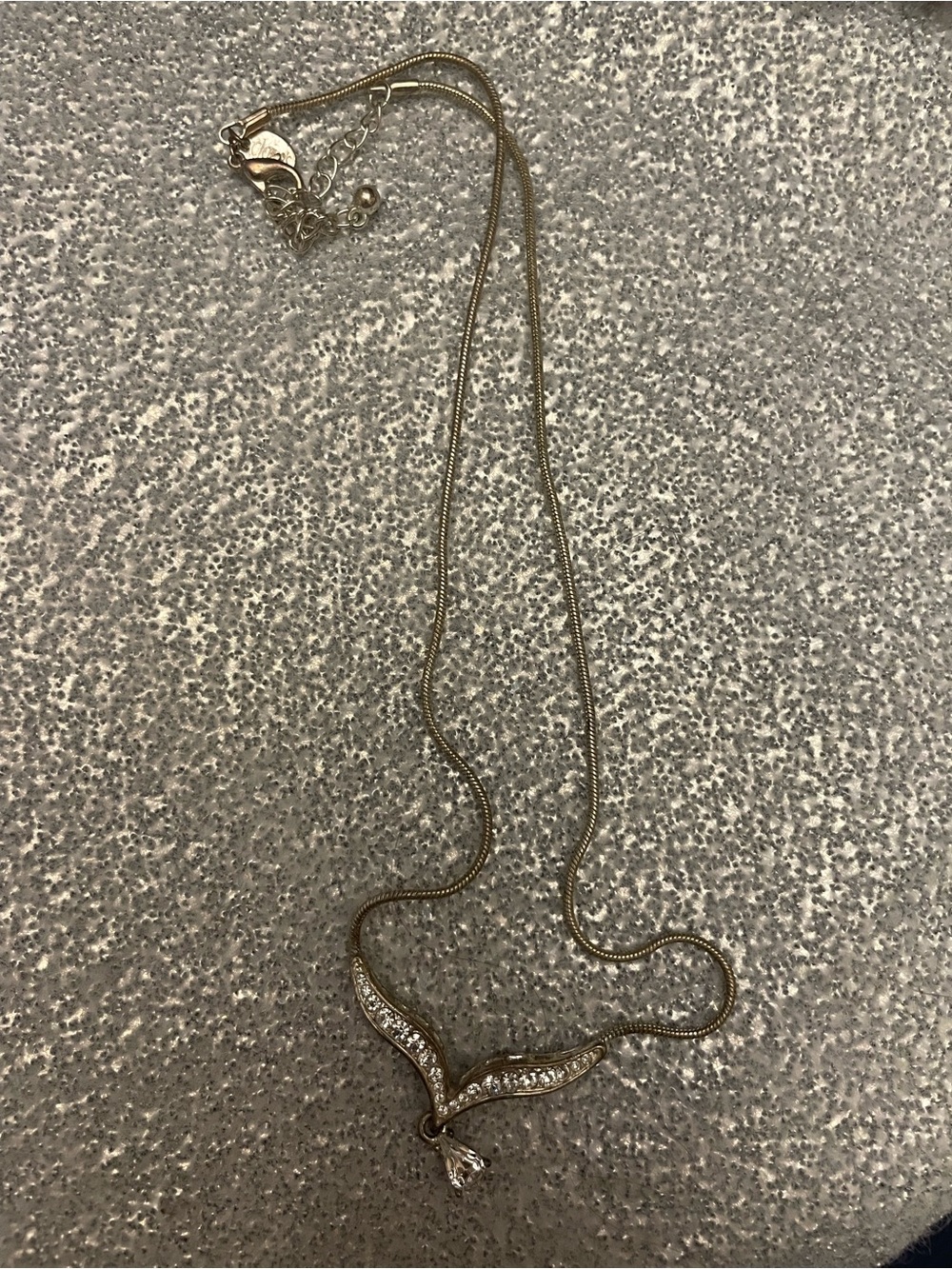 Avon silver-tone Crystal Pendant Necklace - Elegant V-Shaped Design